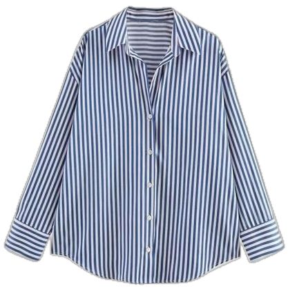 Chemise à Carreaux Rayés à Manches Longues – Élégance Décontractée